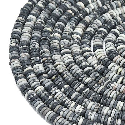Frosted Natural Black Netstone Beads Strands G-K389-C24-01-1