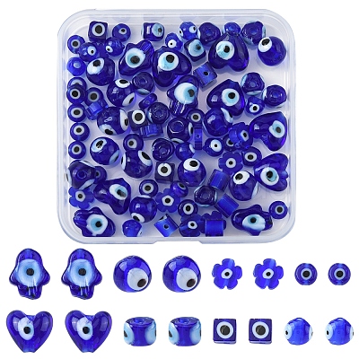 80Pcs 8 Styles Handmade Lampwork Evil Eye Beads LAMP-FS0001-38B-1