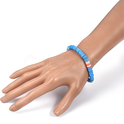 Handmade Polymer Clay Heishi Beads Stretch Bracelets BJEW-JB05304-1