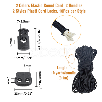 20Pcs Plasti Cord Locks FIND-DC0005-83-1