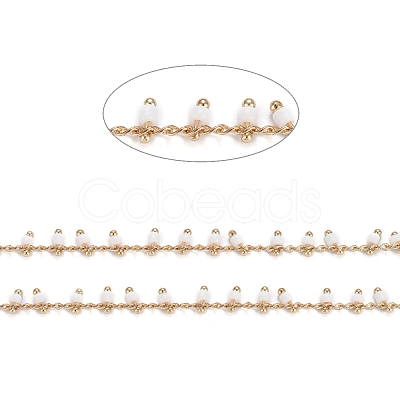 Brass Handmade Glass Beaded Chains CHC-F012-01B-1