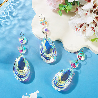 3Pcs Crystal Glass Hanging Sun Catcher AJEW-TADJ0001-08A-1