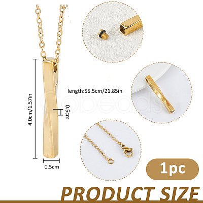 304 Stainless Steel Twisted Rectangle Pendant Urn Ashes Necklaces NJEW-WH0036-029G-1