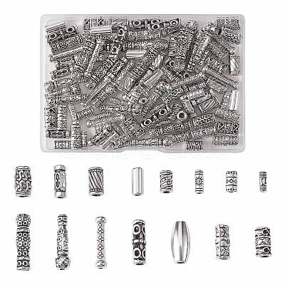 150Pcs 15 Style Tibetan Style Alloy Tube Beads FIND-SZ0001-16-RS-1