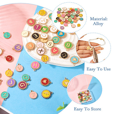 52Pcs 2 Styles Alloy Enamel Pendants FIND-TA0008-50-1