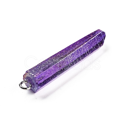 Electroplated Natural Quartz Pendants G-P315-B01-01P-1