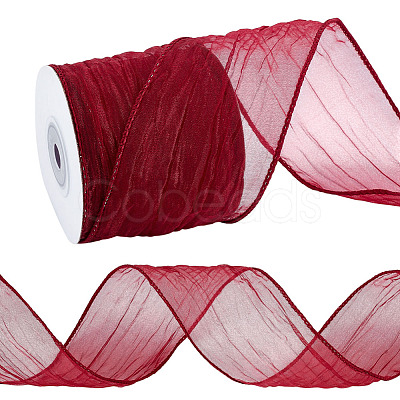 Polyester Organza Ribbons SRIB-WH0011-357B-1