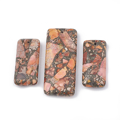 Synthetic Gold Line Regalite/Imperial Jasper/Sea Sediment Jasper Pendants X-G-S328-002D-1
