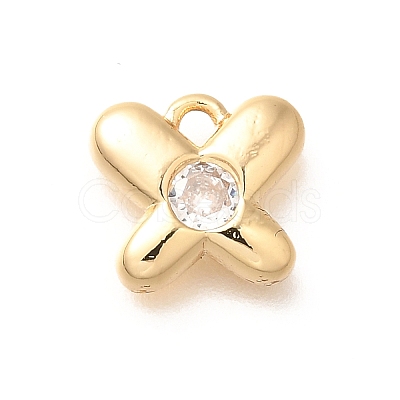 Brass Micro Pave Cubic Zirconia Charms KK-C085-24G-1