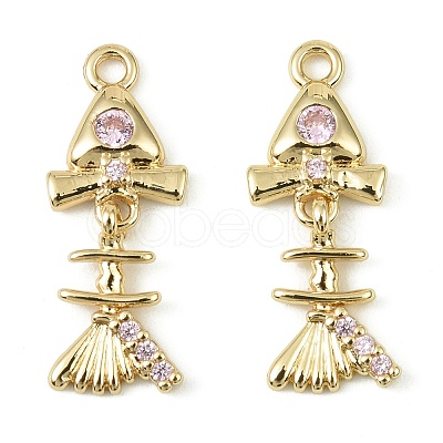 Brass Micro Pave Cubic Zirconia Pendants KK-C107-16G-1