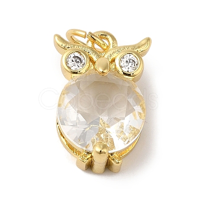 Rack Plating Brass Micro Pave Clear Cubic Zirconia Charms KK-B092-27G-1