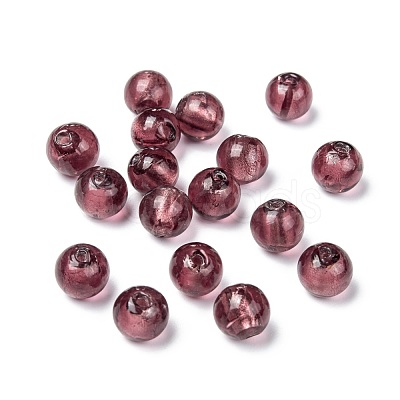 Round Handmade Lampwork Silver Foil Glass Beads X-SLR10MM18Y-1