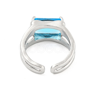 304 Stainless Steel Cubic Zirconia Open Cuff Ring RJEW-S406-05P-05-1