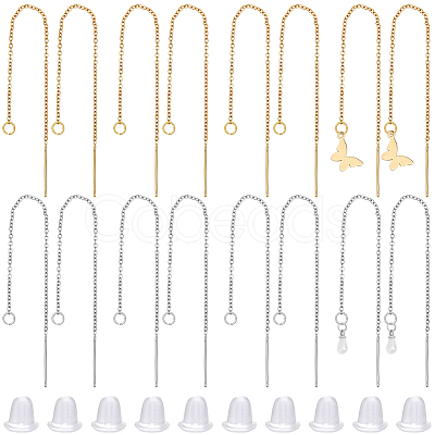 8 Pairs 2 Colors 304 Stainless Steel Earring Findings STAS-BBC0009-72-1