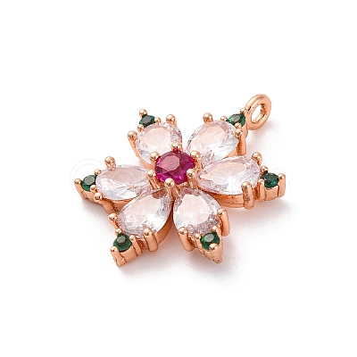 Rack Plating Brass with Cubic Zirconia Pendants KK-Q010-11RG-1