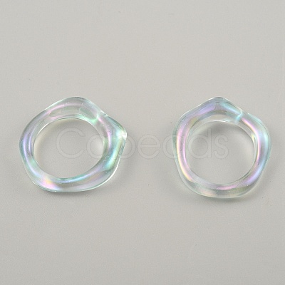 Candy Color Plastic Twist Wave Finger Ring for Women RJEW-WH0004-26A-1