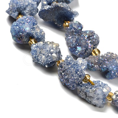 Electroplated Natural Druzy Agate Beads Strands G-G289-02C-1