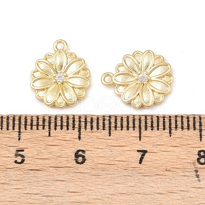 Brass Micro Pave Clear Cubic Zirconia Charms KK-G544-07G-02-1