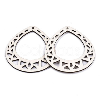Undyed Natural Wooden Big Pendants X-WOOD-N007-017-1