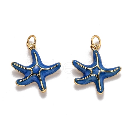 Brass Enamel Pendants KK-O140-07G-1
