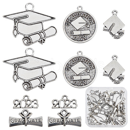 SUNNYCLUE 50Pcs 5 Style Tibetan Style Alloy Pendants FIND-SC0003-70-1