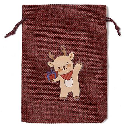 Christmas Theme Jute Cloth Storage Bags ABAG-F010-01B-01-1