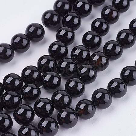 Natural Black Onyx Beads Strands X-G-H1567-10MM-1