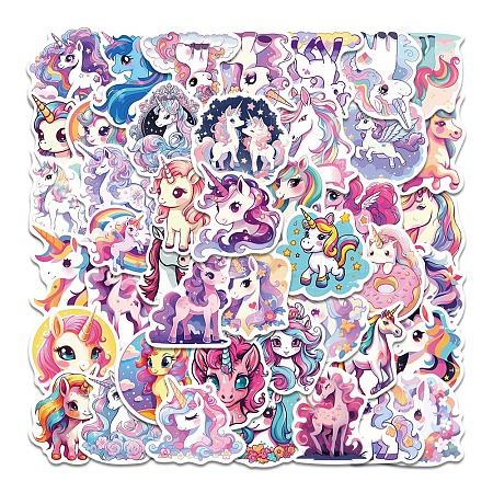 50Pcs Unicorn PVC Waterproof Self-Adhesive Stickers PW-WG96581-01-1