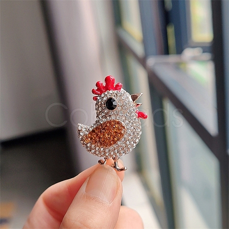 Chick Alloy Rhinestone Brooches PW-WG23392-01-1