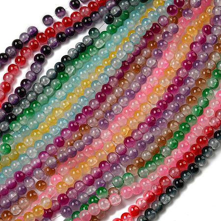 Crackle Baking Paint Imitation Jade Glass Beads Strands DGLA-T003-6mm-M-1