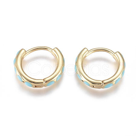 Golden Plated Brass Huggie Hoop Earrings EJEW-L231-27G-1