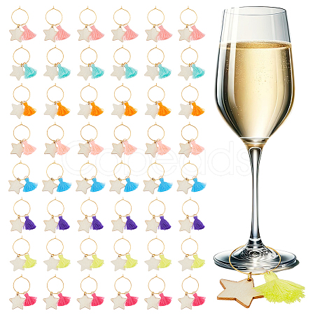 6 Sets Brass Wine Glass Charms Set AJEW-HY0001-48-1