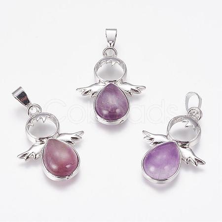 Natural Amethyst Pendants G-G651-A11-1