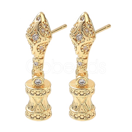 Brass Pave Cubic Zirconia Stud Earring Findings KK-C172-08G-1