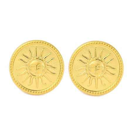 Ion Plating(IP) 304 Stainless Steel Flat Round with Sun Stud Earrings EJEW-D281-24G-1