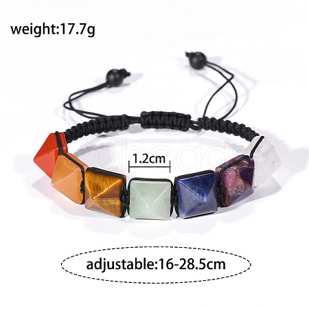 Natural Quartz Crystal & Amethyst & Sodalite & Green Aventurine & Red Aventurine & Tiger Eye & Red Jasper Cone Beaded Braided Bead Bracelets FS-WGE3E5A-13-1