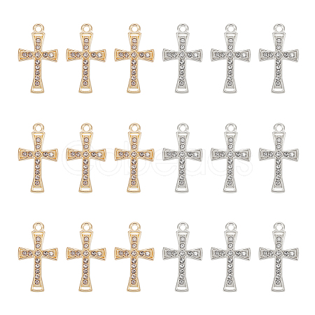 60Pcs 2 Colors Alloy with Crystal Rhinestone Pendants ALRI-UN0001-04-1