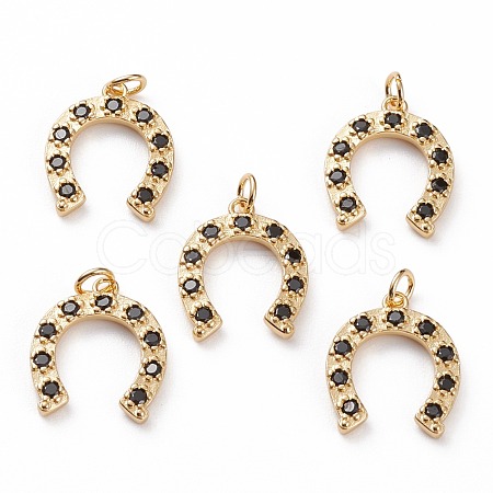Brass Micro Pave Black Cubic Zirconia Pendants KK-C100-14G-1