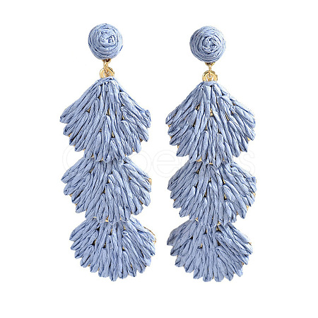 Bohemian Style Raffia Shell Shape Dangle Stud Earrings FS-WG568BC-04-1