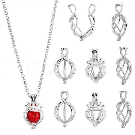 12Pcs 3 Styles Brass Locket Pendants KK-SC0007-53-1