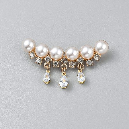 Tassel Flower Alloy Crystal Rhinestone Brooch JEWB-WH0021-67G-1