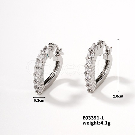Heart-shaped Diamond Inlaid Hoop Earrings XW0736-1-1