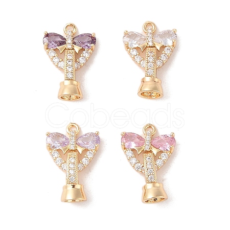Golden Brass Micro Pave Cubic Zirconia Fold Over Clasps KK-B100-037G-1