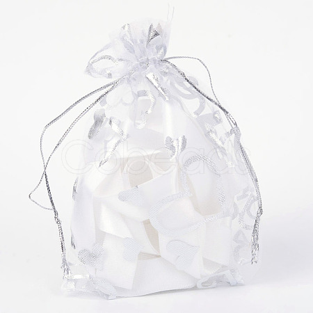Heart Printed Organza Bags X-OP-R022-10x15-03-1