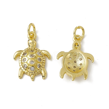 Rack Plating Brass Micro Pave Cubic Zirconia Pendants X-KK-C007-27G-1