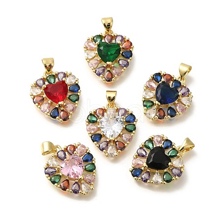 Rack Plating Brass with Cubic Zirconia Pendants KK-Z086-15G-01-1