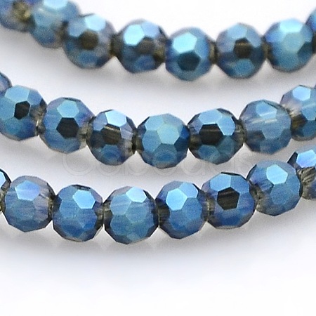 Full Rainbow Plated Glass Faceted(32 Facets) Round Spacer Beads Strands GLAA-A027-3mm-FR01-1