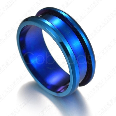 201 Stainless Steel Grooved Finger Ring Settings STAS-TAC0001-10D-L-1