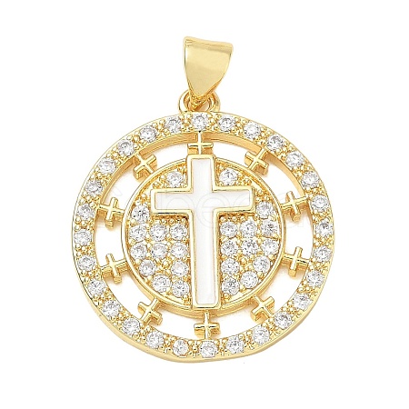 Religion Cross Brass Micro Pave Clear Cubic Zirconia Pendants CU-CBA83A6-03A-G02-1