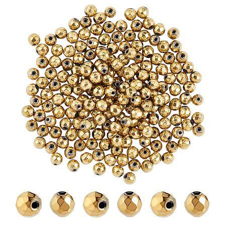 200Pcs Electroplated Synthetic Non-magnetic Hematite Beads G-PH0003-44C-1